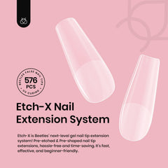 Beetles short coffin nail tips closeup: 12 sizes for a precise fit.