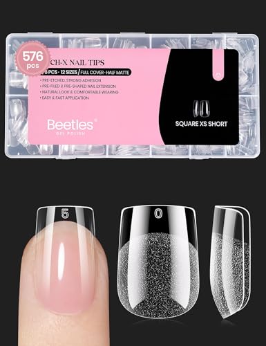 Beetles short square nail tips 576pcs pack for quick DIY nails