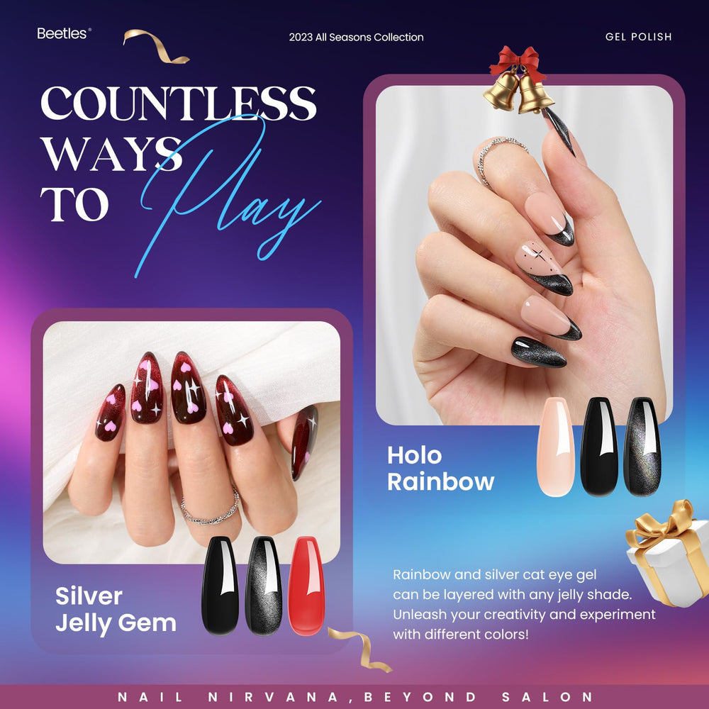 Beetles soak-off nails setup for easy removal and quick color change.
