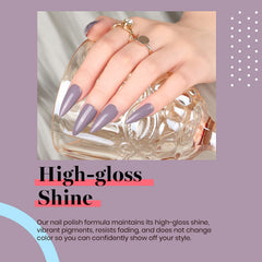 Beetles Stormwatch glossy finish nails with vibrant grayish purple shade.