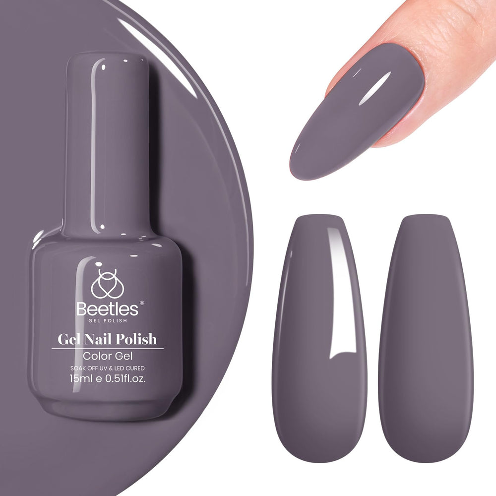 Beetles Stormwatch grayish purple bottle for a chic gel shade.