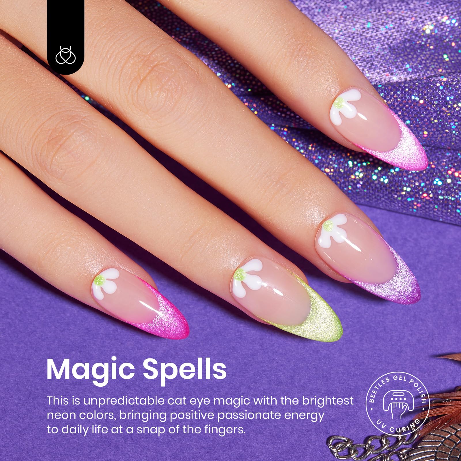 Beetles Neon gel nail color suitable for summer looks