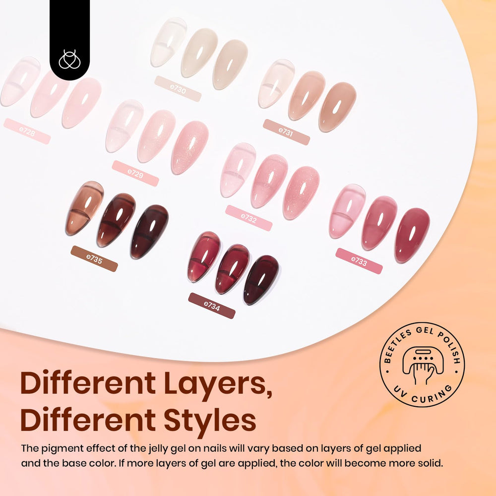 Beetles Sunset Rose collection nude tones shown in soft swatches for subtle everyday nails
