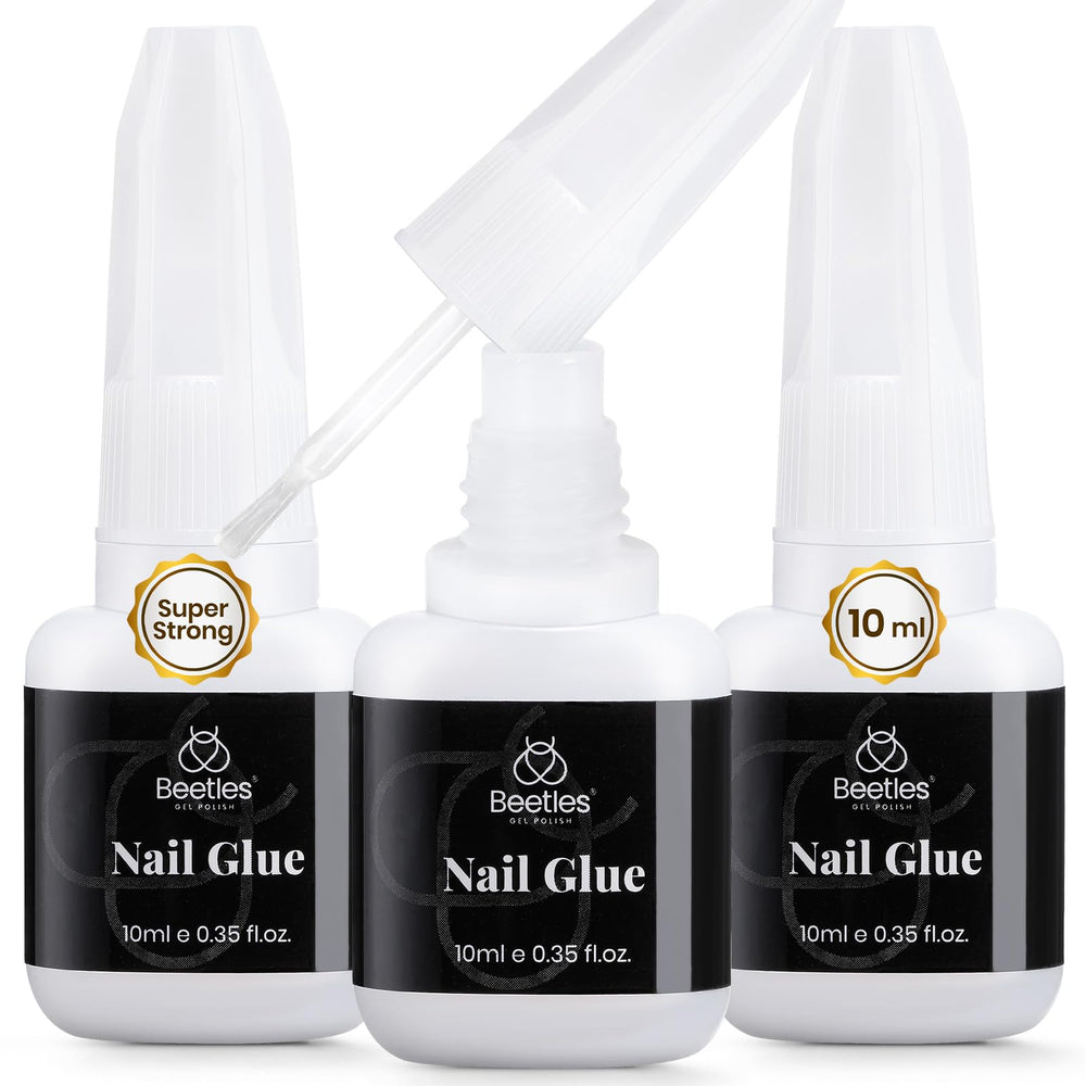Beetles Gel Polish 10ml bottle with super-strong nail glue for durable press-on nails.