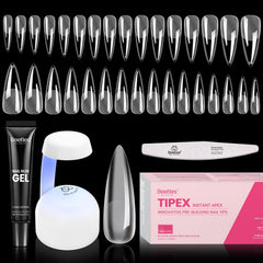 Beetles Tipex Instant Apex Nail Tips Kit assembly with 224 tips for strong salon-grade extensions.