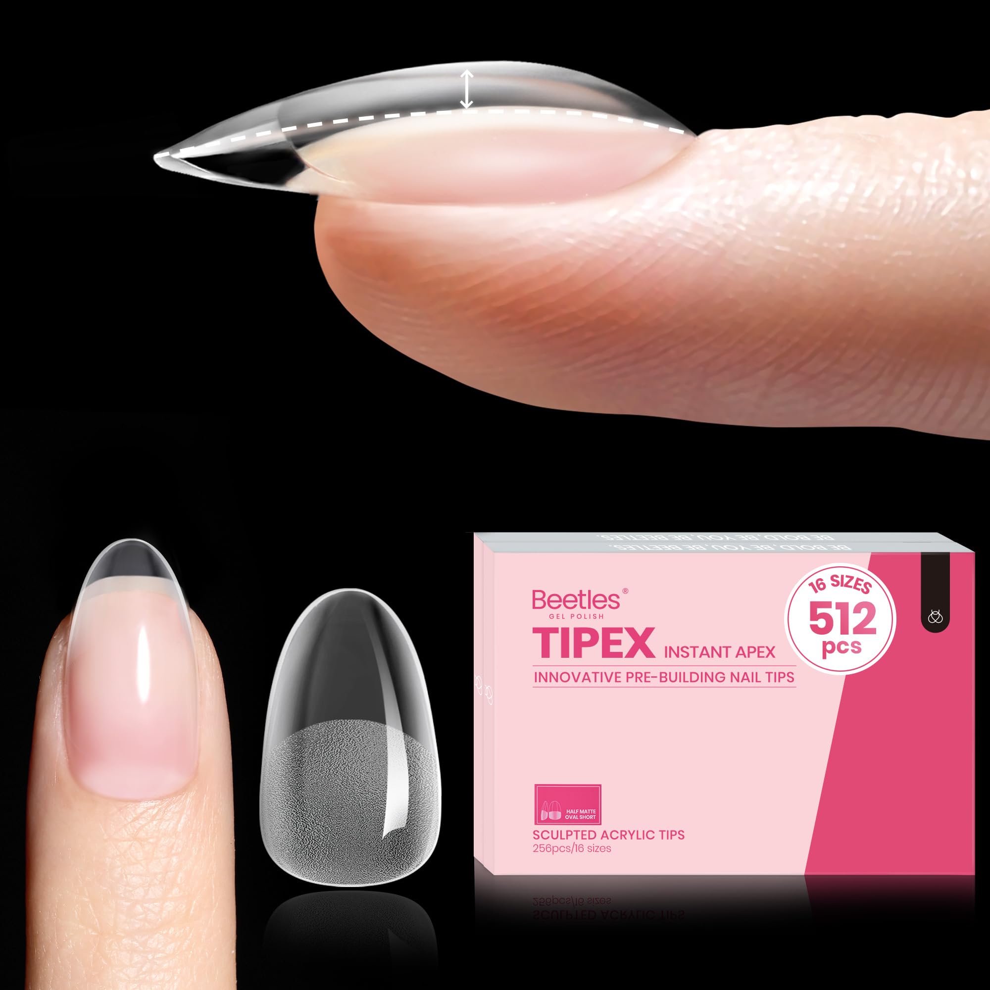 Beetles Tipex Instant Apex Nail Tips pack closeup, ready apex for quicker extensions