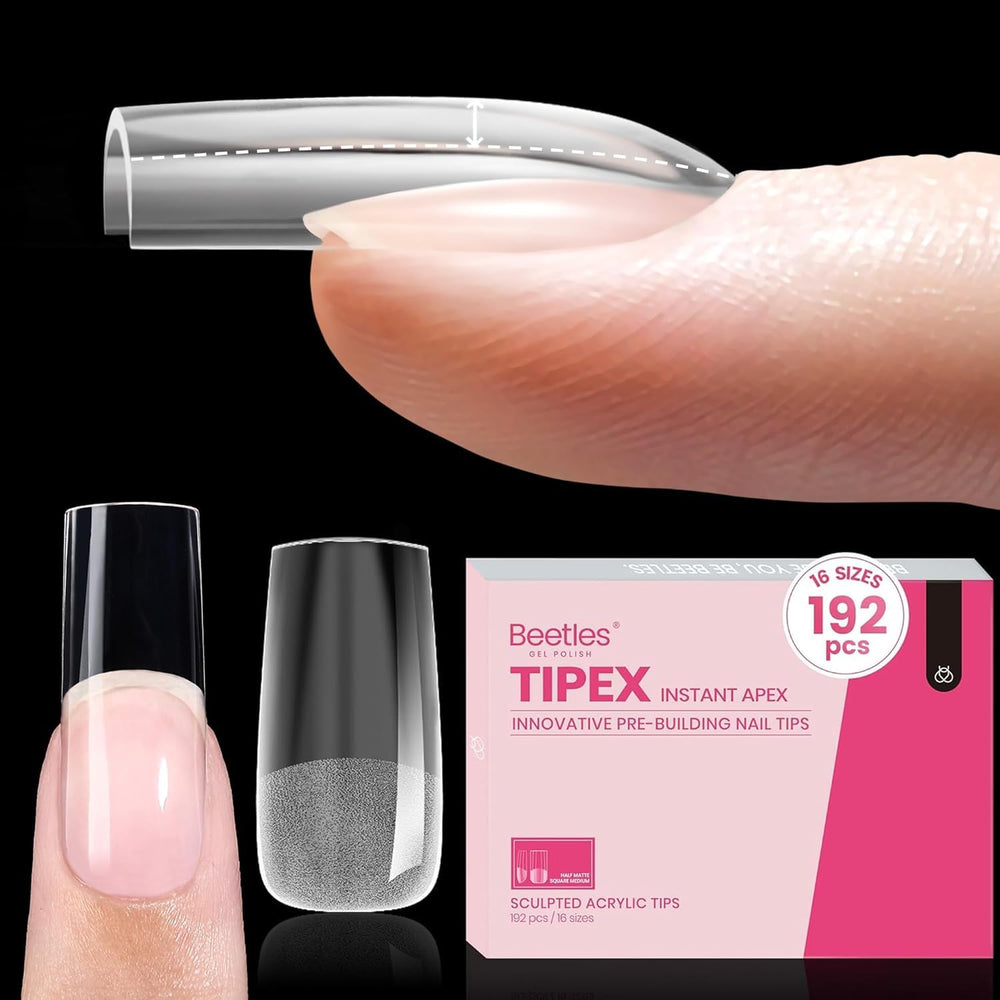 Beetles Tipex Instant Apex Tips front-pack shows thick pre-built tips for strong nails
