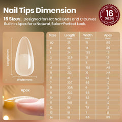 Beetles Tipex Lite almond medium tips blend with flat nails smoothly