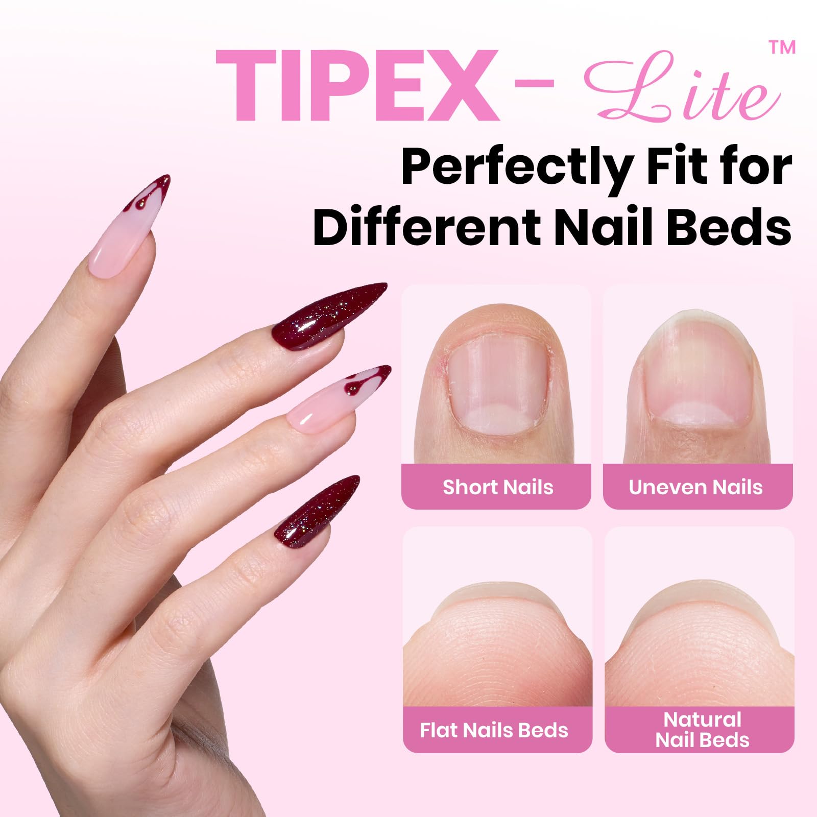 Beetles Tipex Lite Apex Nail Tips Kit natural-fit tips highlight seamless, natural-looking extensions