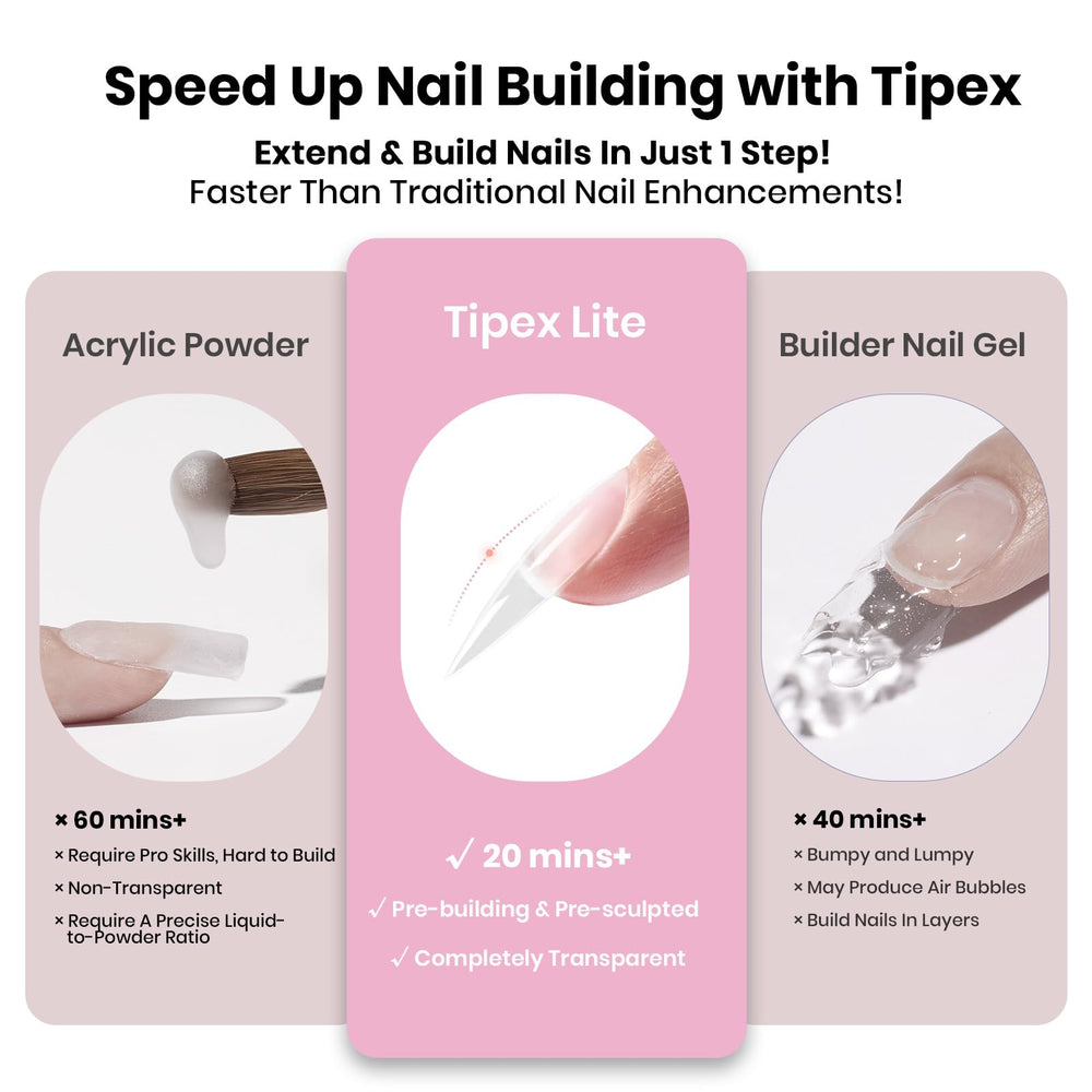Beetles Tipex Lite Apex Nail Tips Kit UV glue section ensures secure adhesion for lasting wear
