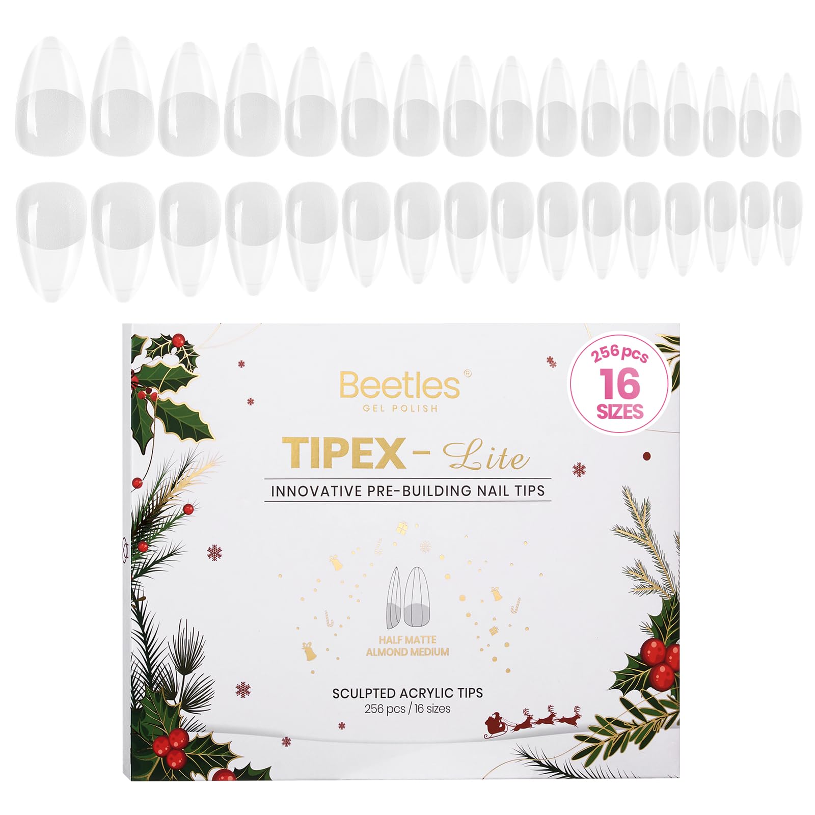 Beetles Tipex Lite Apex Nail Tips pack shows salon-ready extensions at home