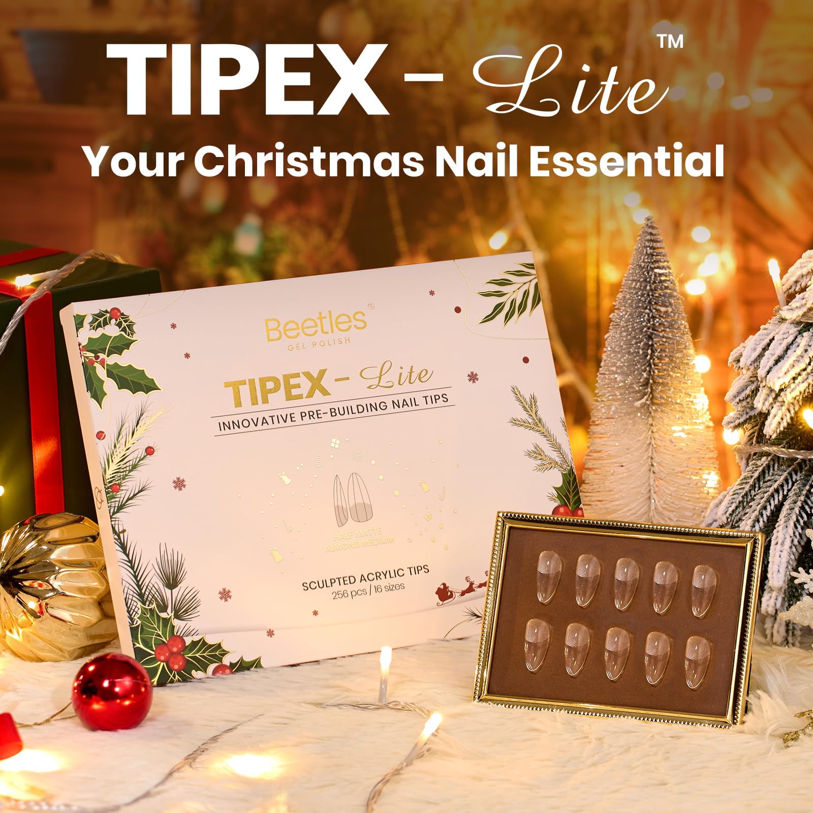 Beetles Tipex Lite Apex Nail Tips pre-etched closeup for easy, faster DIY nails