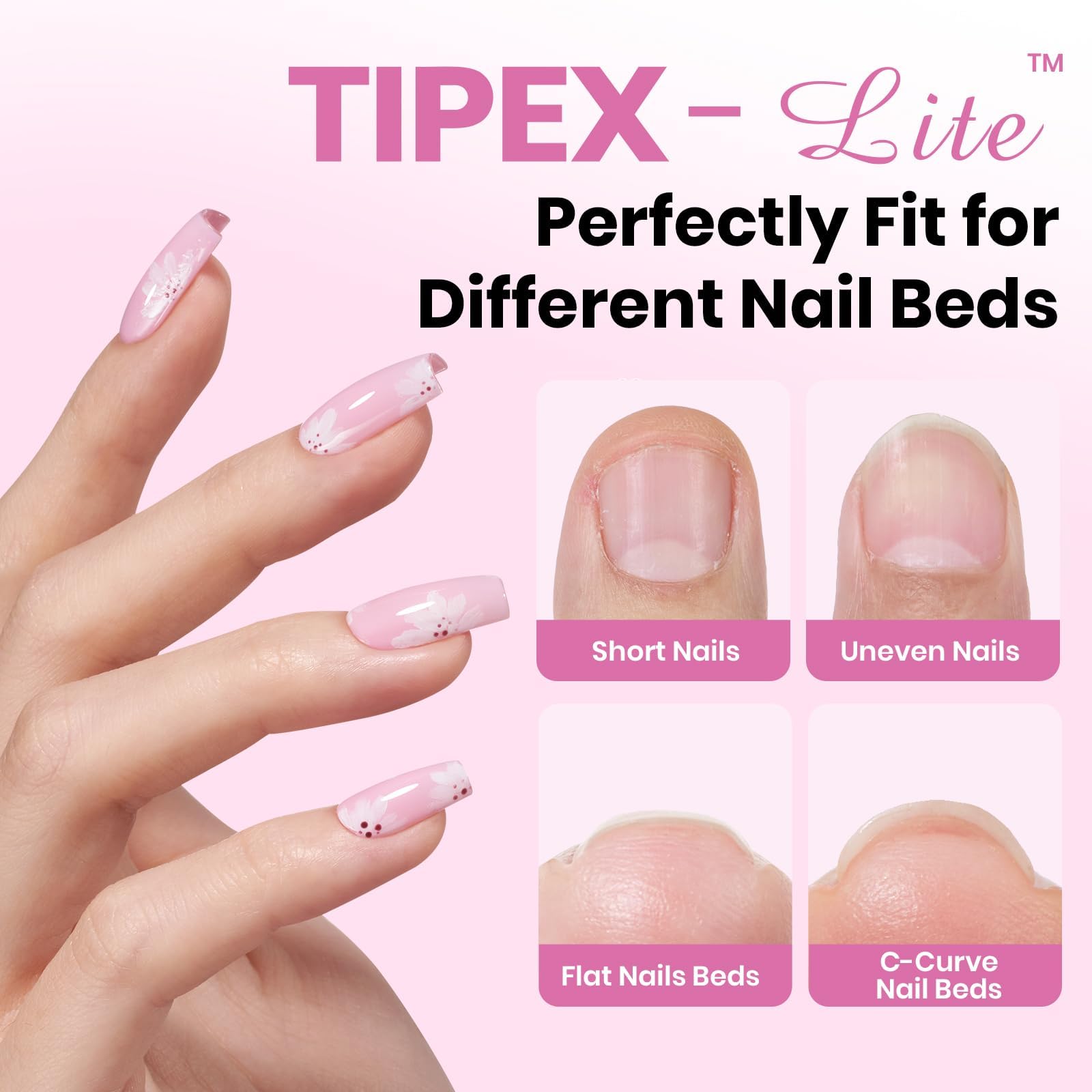 Beetles Tipex Lite Apex Nail Tips pre-etched for easy prep and flawless result.