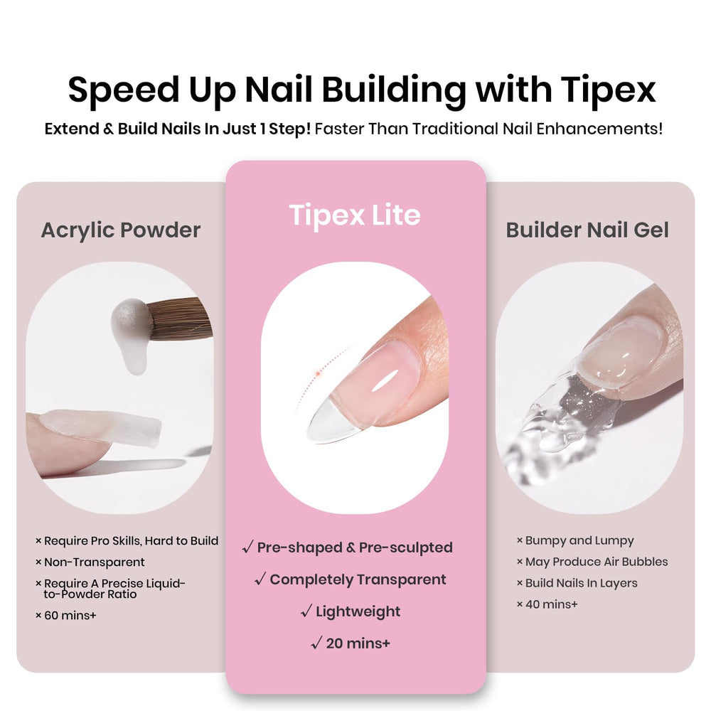 Beetles Tipex Lite tips designed for flat nails or natural nail beds for comfortable wear.
