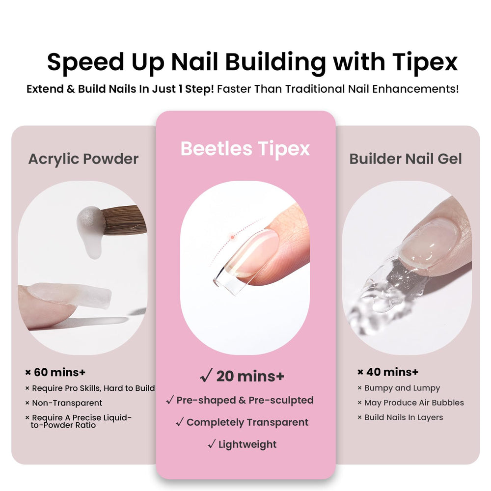 Beetles Tipex Lite pre-etched acrylic tips for beginner-friendly prep