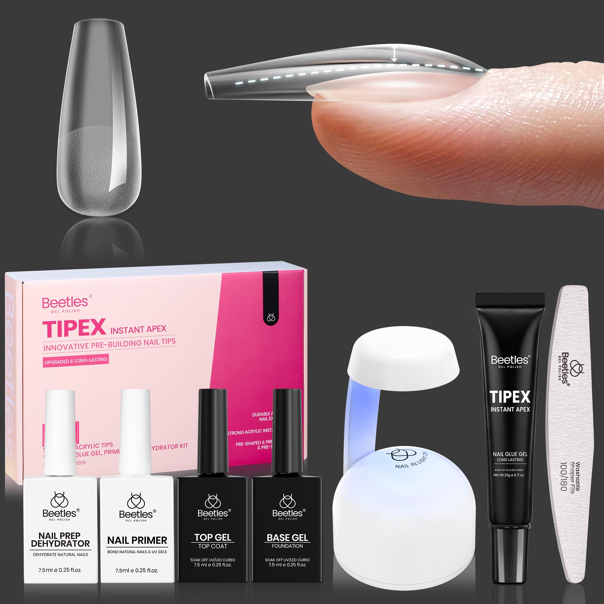 Beetles Tipex pre-build coffin medium tips for salon-quality extensions at home