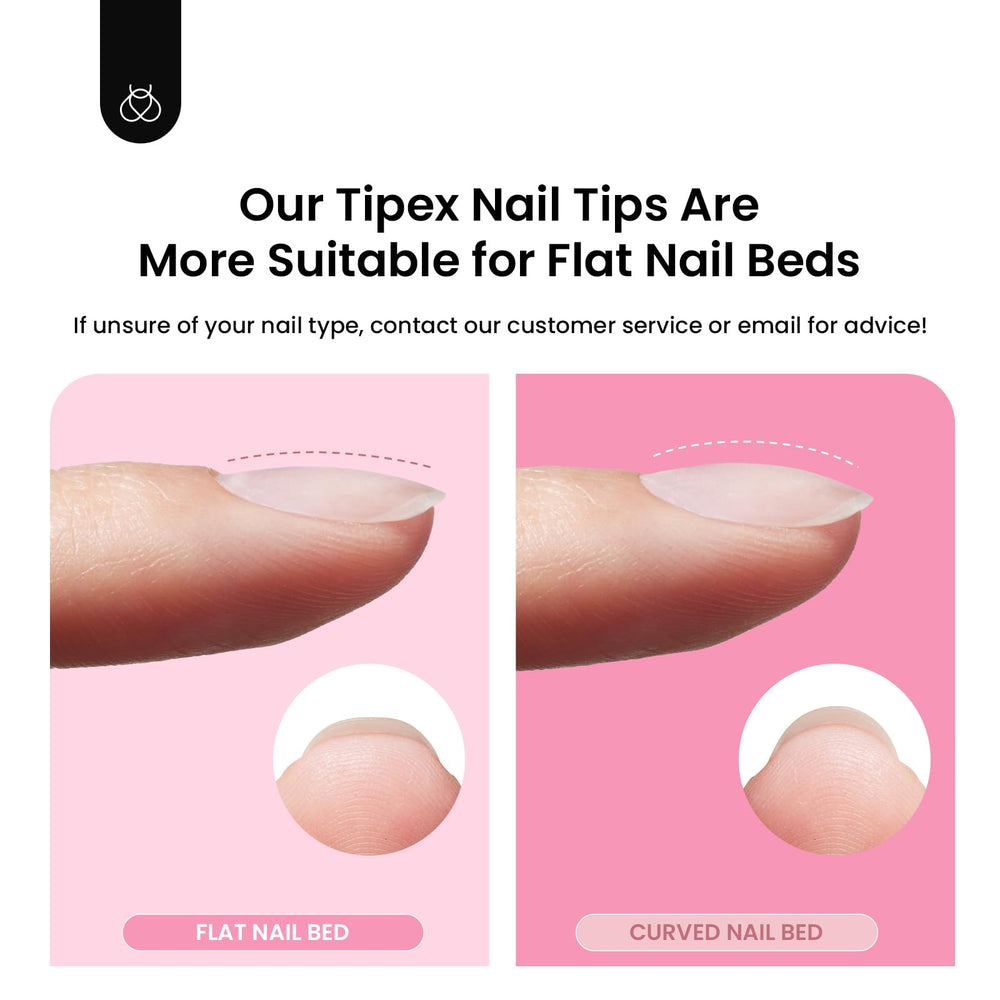 Beetles Tipex stiletto long nails offering dramatic length with controlled application.
