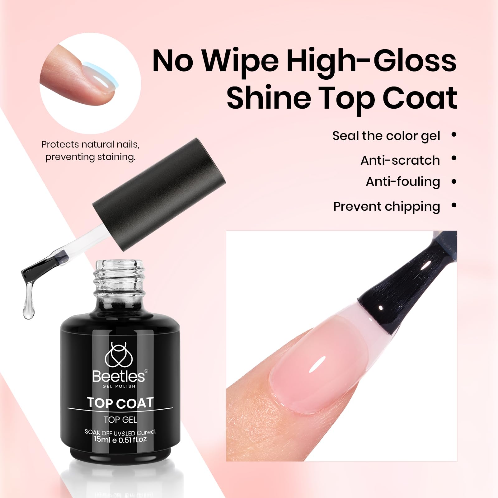 Beetles top coat no-wipe shine enhances glossy finish and long-lasting brilliance