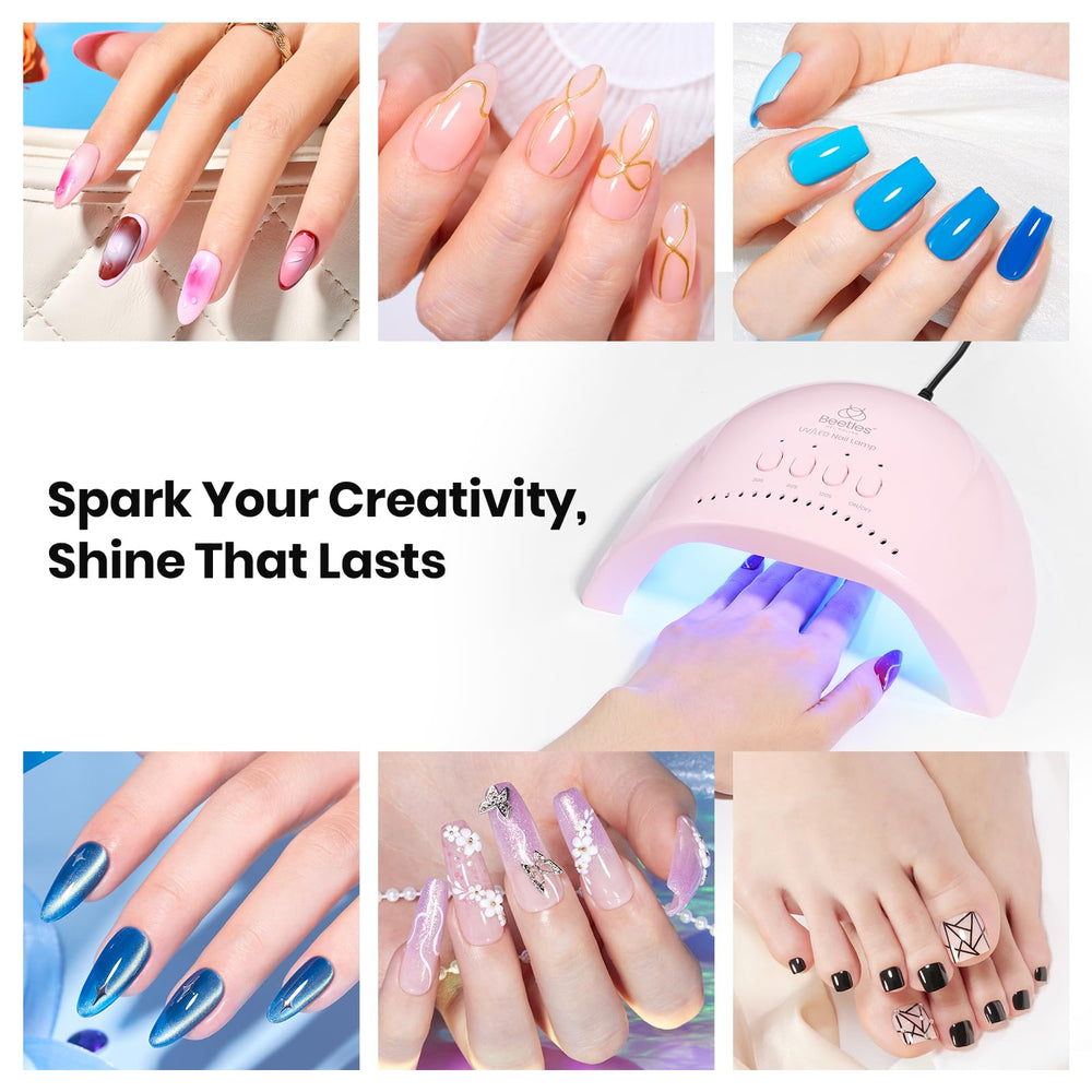 Beetles UV Nail Lamp pink box included for easy setup.