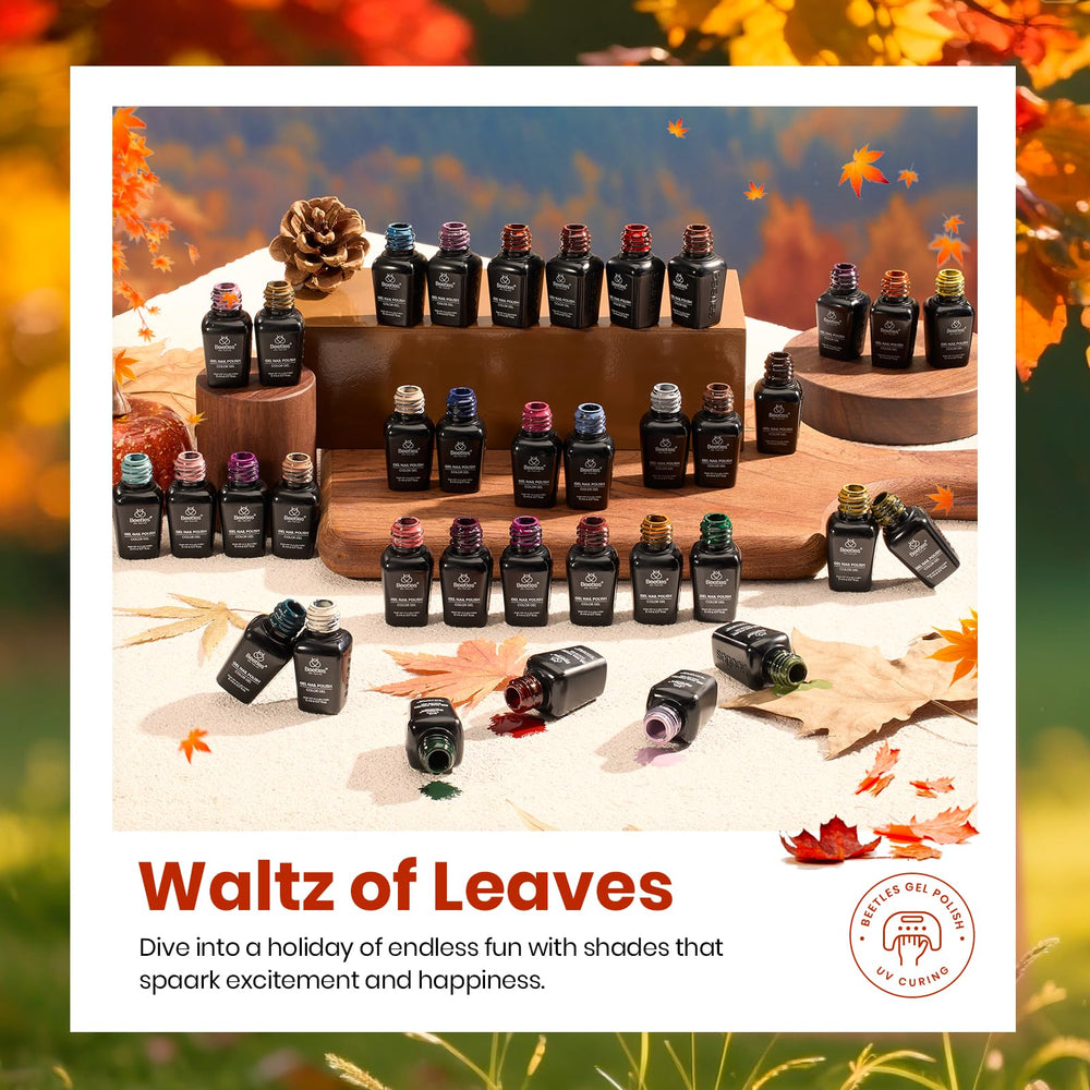 Beetles Waltz mini 5ml gel bottles ready for at-home manicures and layering.