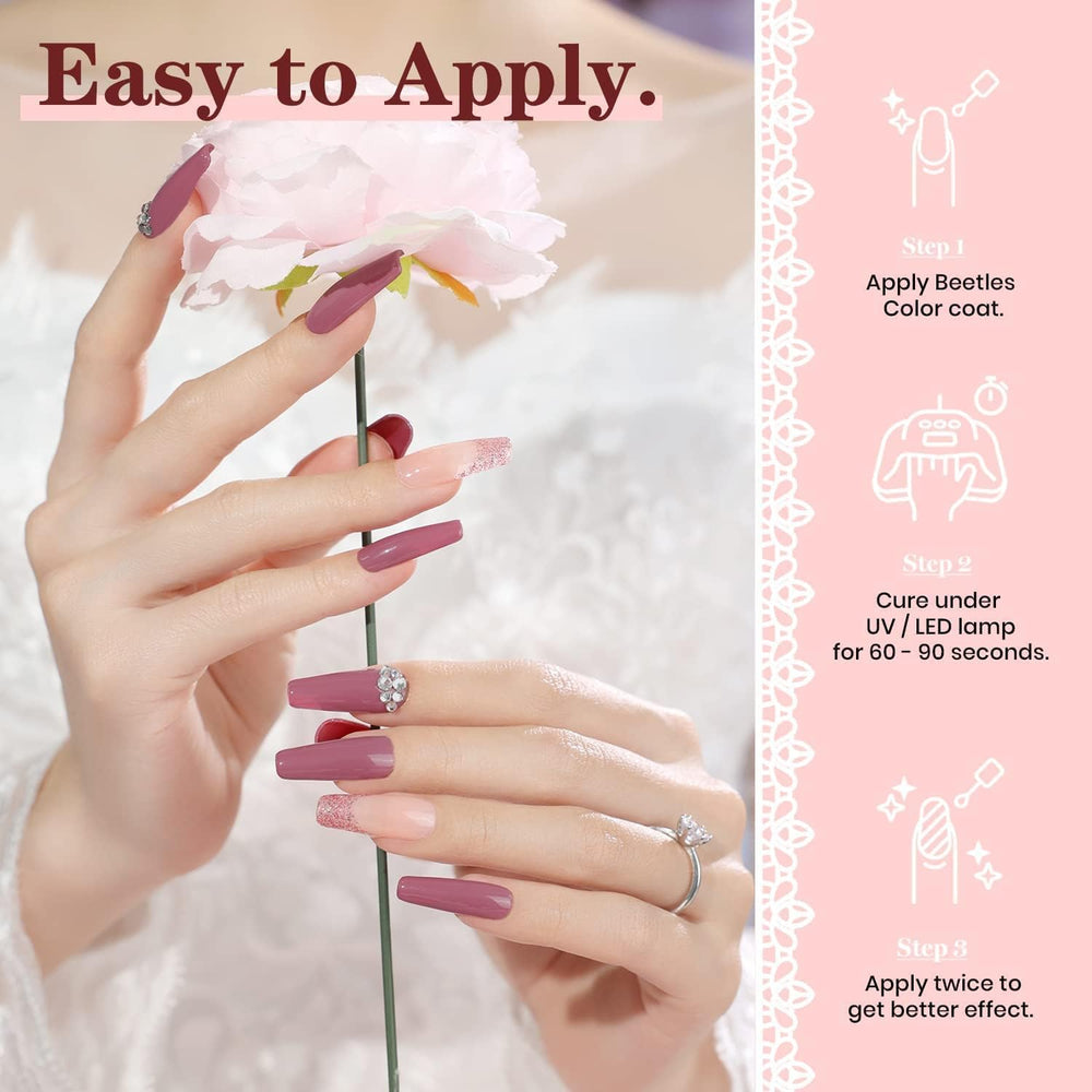 Beetles Wedding Gel Nail Polish Set glitter accent closeup for sparkling wedding nails.