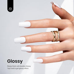 Beetles White Gel Nail Polish 2pcs bottles front highlights glossy white shade.