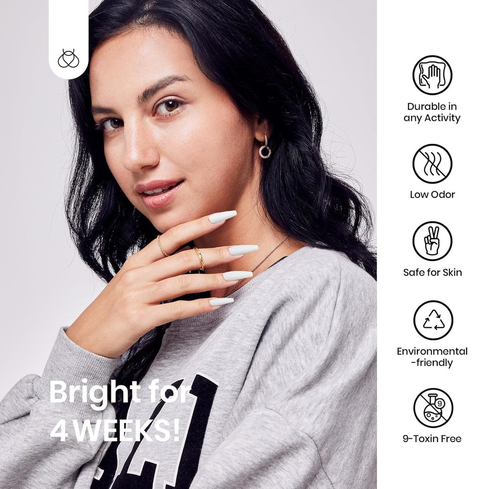 Beetles White Gel Nail Polish high gloss finish looks long‑lasting and shiny.