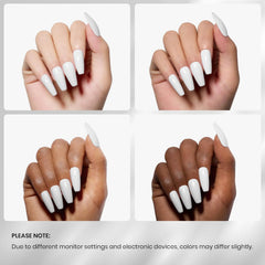 Beetles White Gel Nail Polish nails application demonstrates smooth layering.