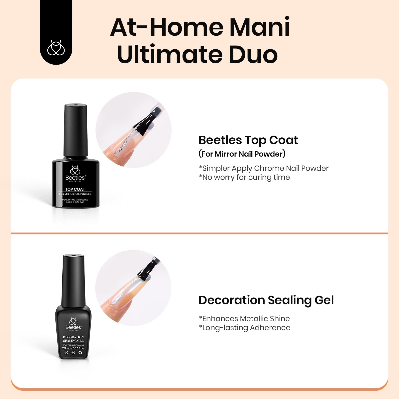 Beetles white gel polish creates clean foundations for chrome overlays