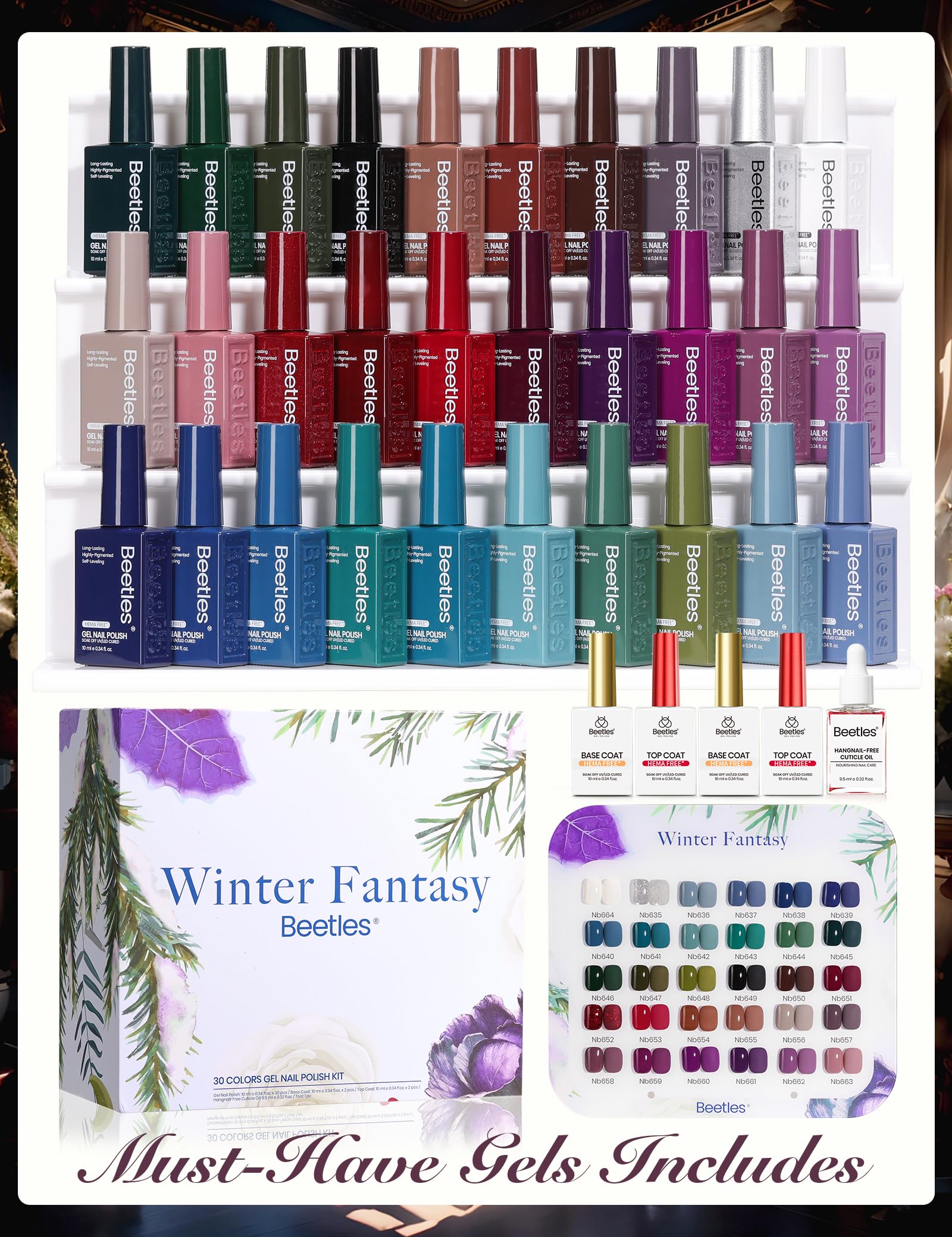 Beetles Winter Fantasy gift packaging emphasizes festive gifting appeal.