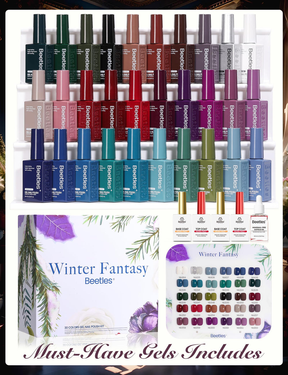 Beetles Winter Fantasy gift packaging emphasizes festive gifting appeal.