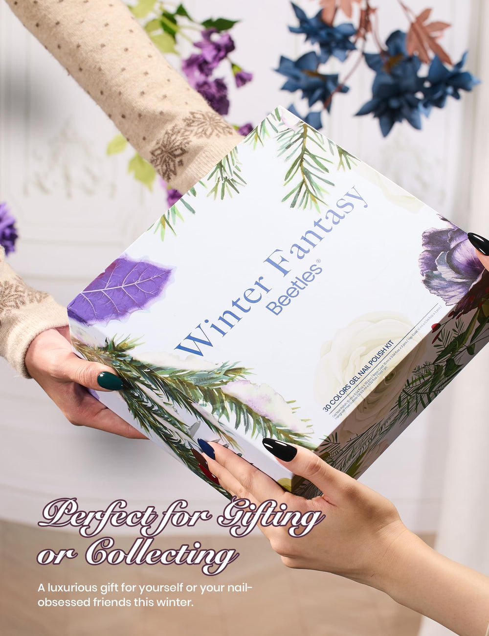Beetles Winter Fantasy nail art idea scene offers at-home design inspiration.