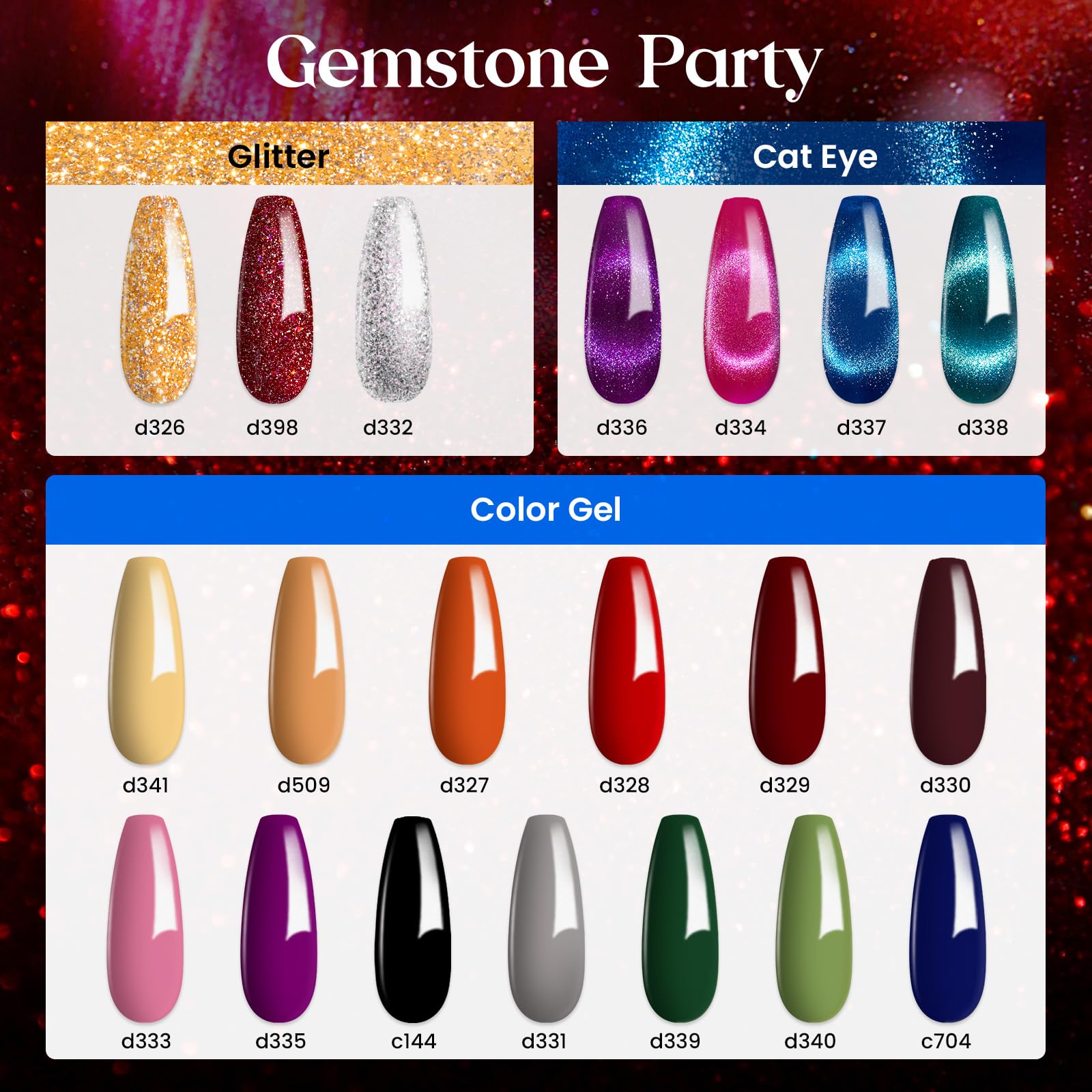 Beetles 20-color palette swatch displays vibrant hues for versatile DIY nail art.