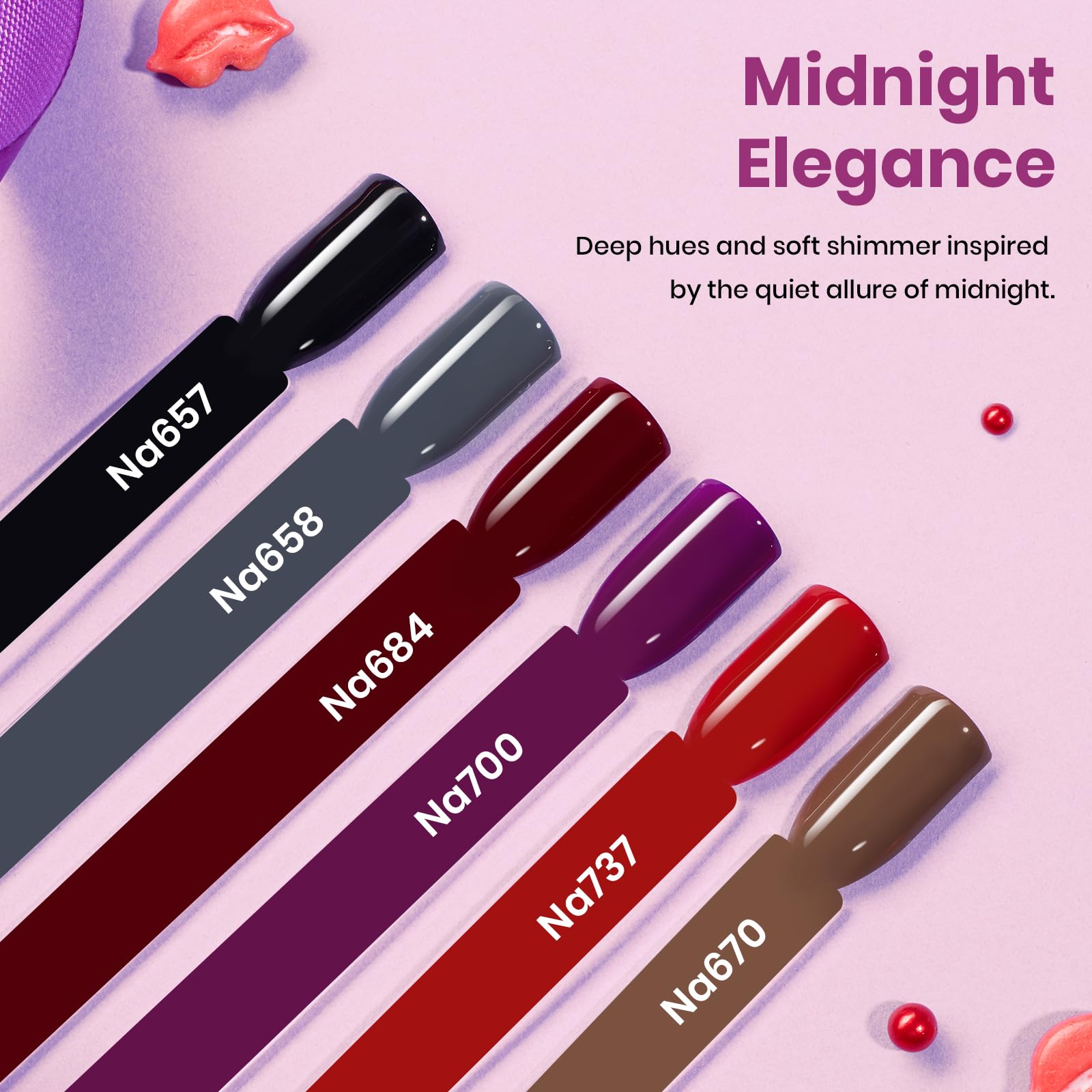 Beetles Winter Gel Nail Polish Set dark red bottle provides dramatic color with smooth application.