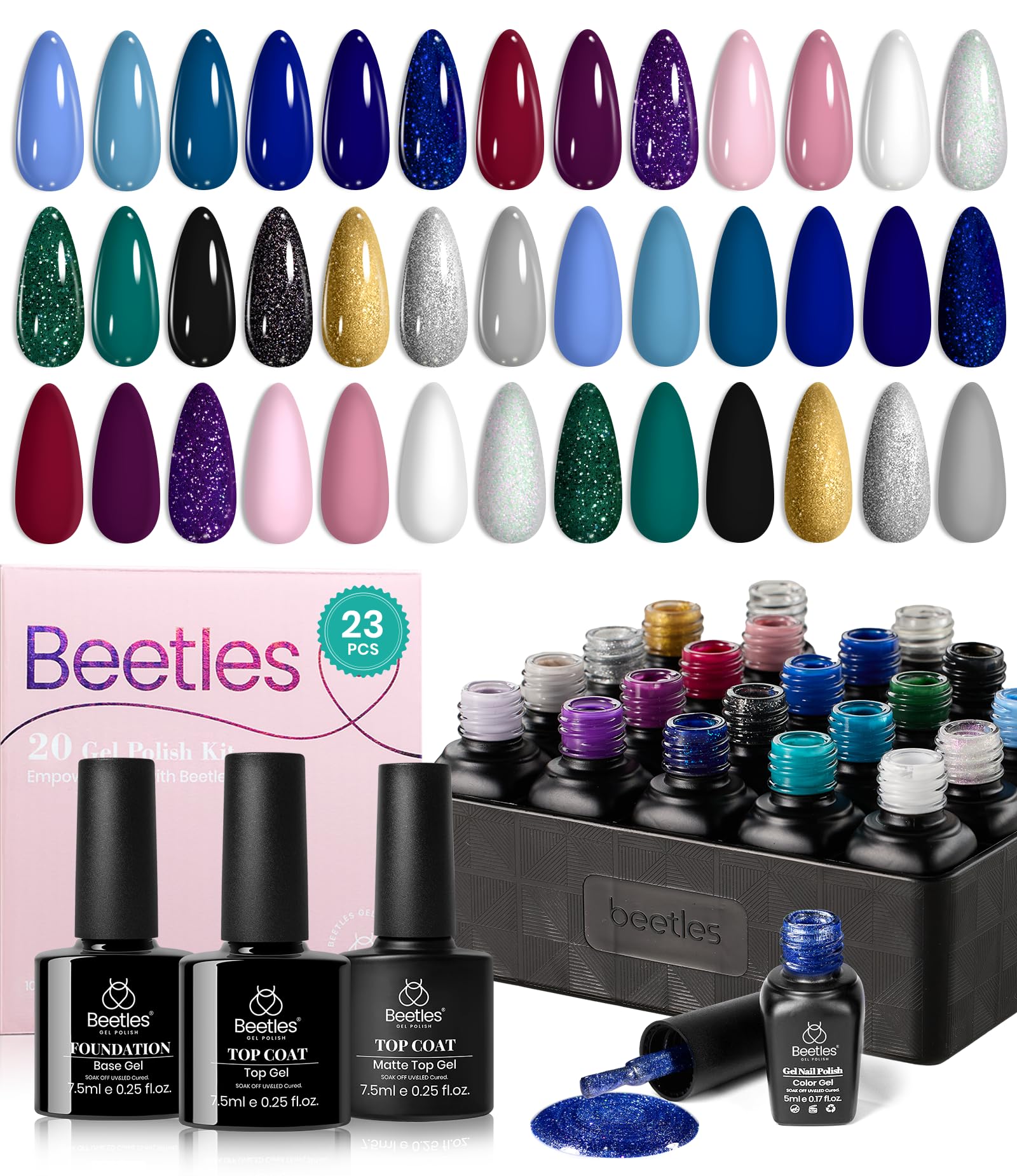 Beetles Winter Gel Nail Polish Set navy blue swatch for durable, salon-quality nails