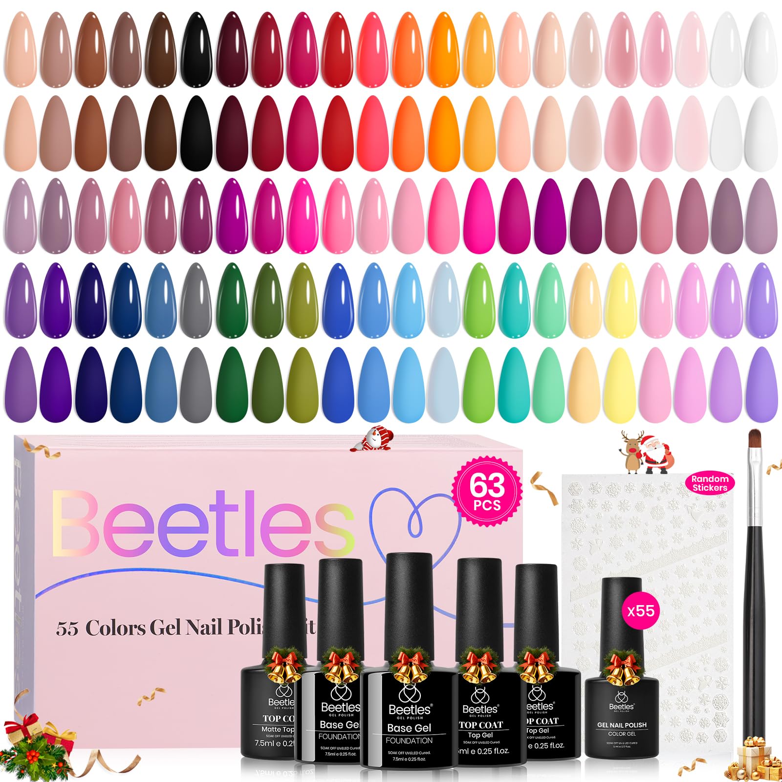 Beetles winter gel nail polish set packaging shows gift-ready presentation