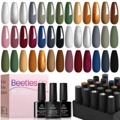 Beetles Winter Gel Nail Polish Set packaging shows a complete collection for DIY manicures.
