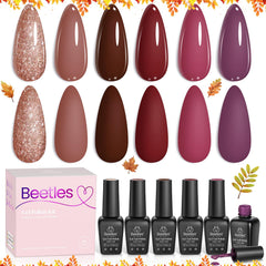 Beetles Winter Gel Nail Polish Set plum swatch displays rich color for chic manicures
