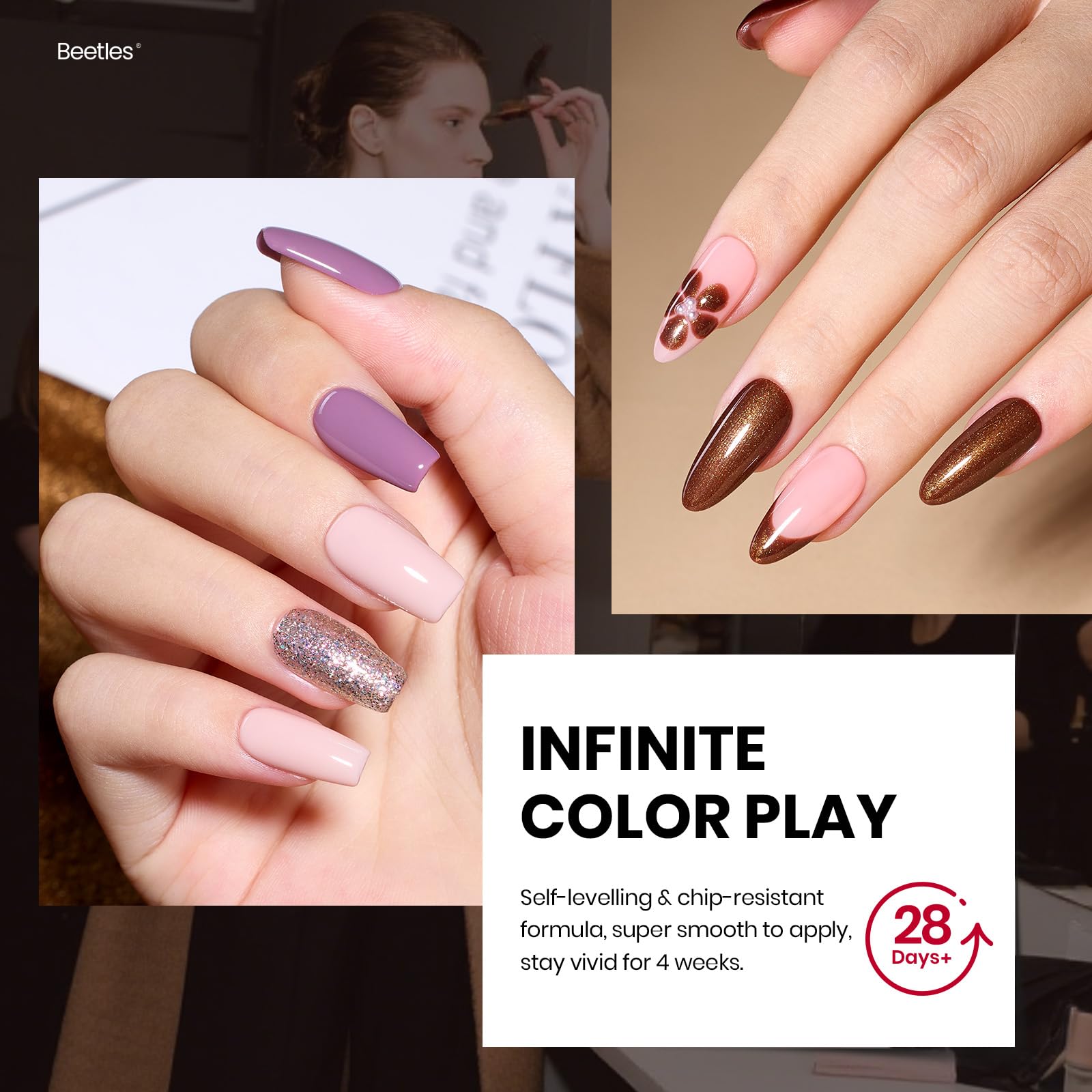 Beetles Winter gel polish swatches display rich winter hues for inspiration and color matching.