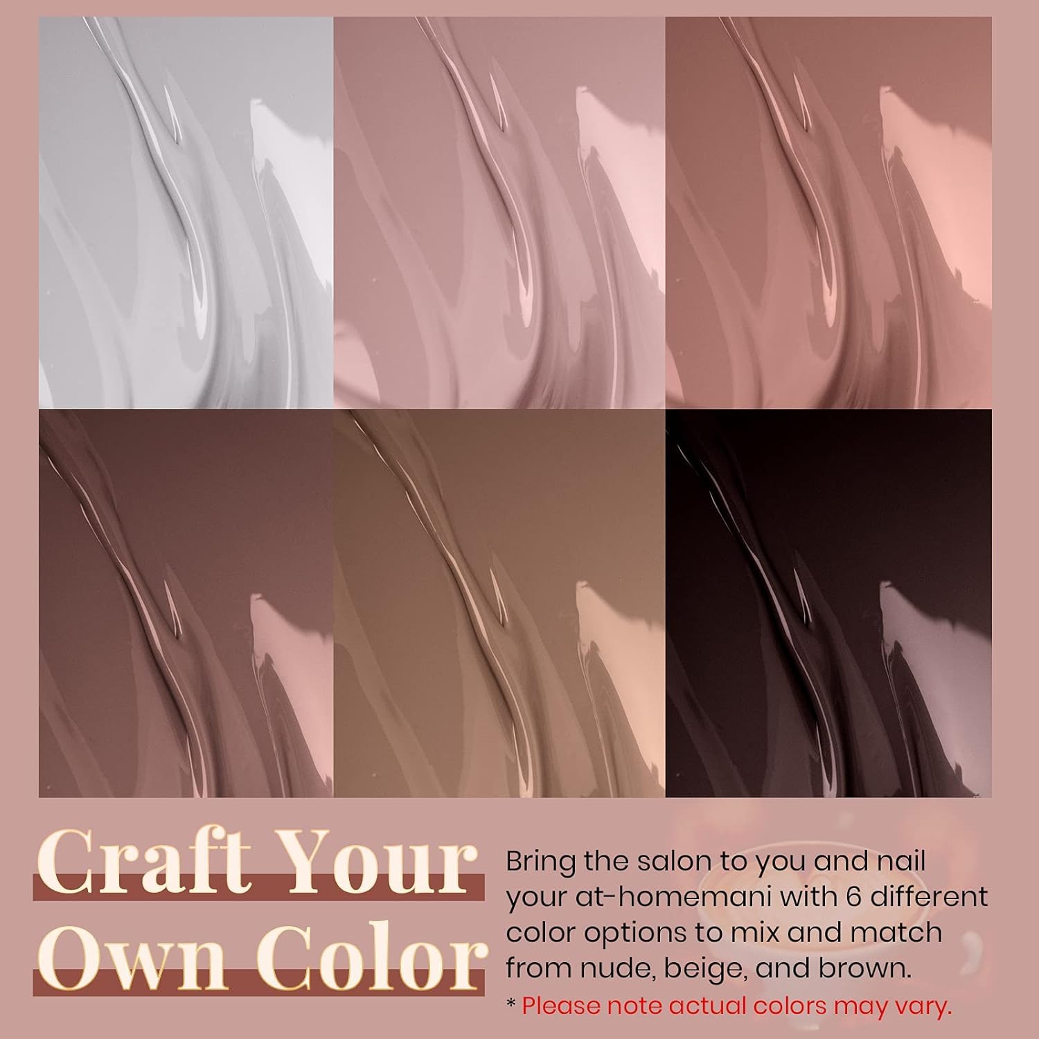 Beetles Winter Gel Polish Colors swatch strip, mauve and beige tones for everyday wear.