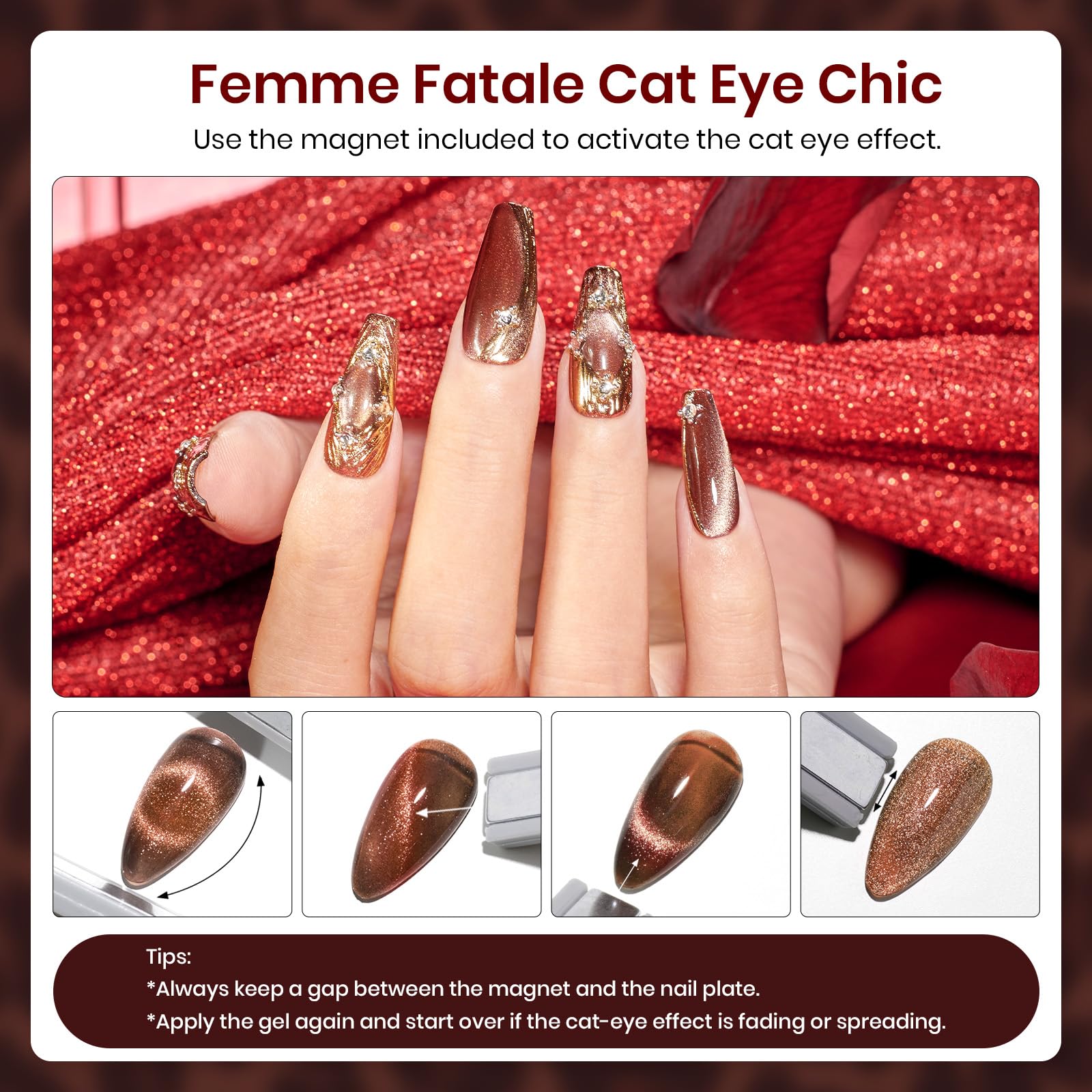 Beetles Winter Gel Polish Kit cat eye magnet creates dramatic shimmering effects.