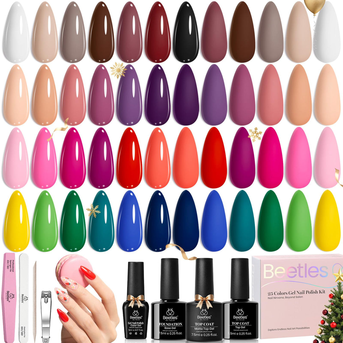 Beetles Winter Gel Polish Kit color swatches for chic outfits with long-lasting shine