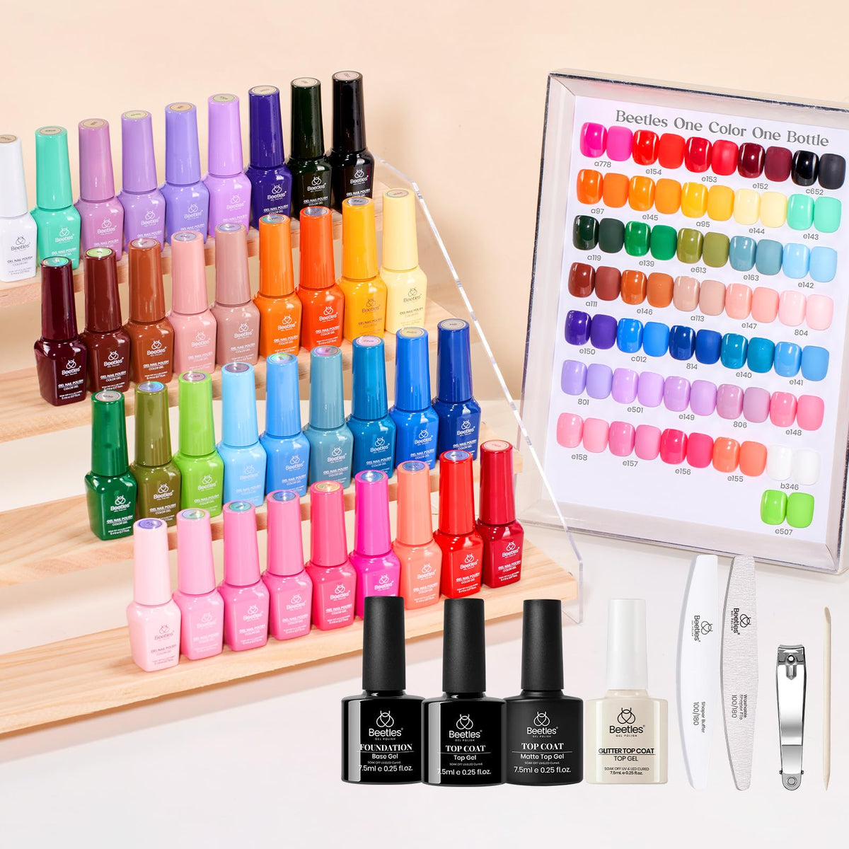 Beetles Winter Gel Polish Set 36 Colors swatches for year-round nail art.