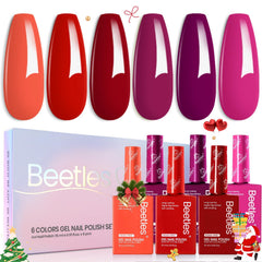 Beetles winter gel polish set bottles show six color options for long-lasting holiday nails.
