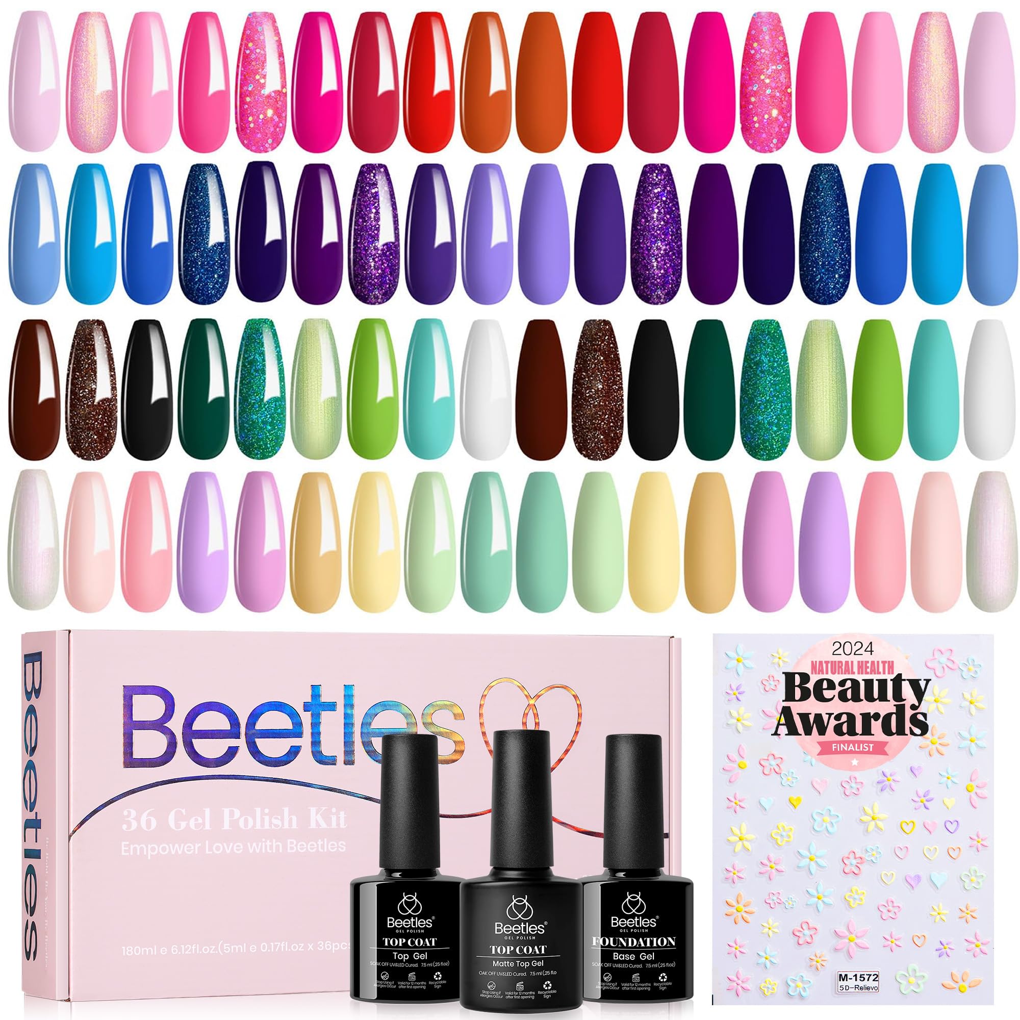 Beetles Winter Verse of Flower swatches show 36 fall and winter colors for versatility.