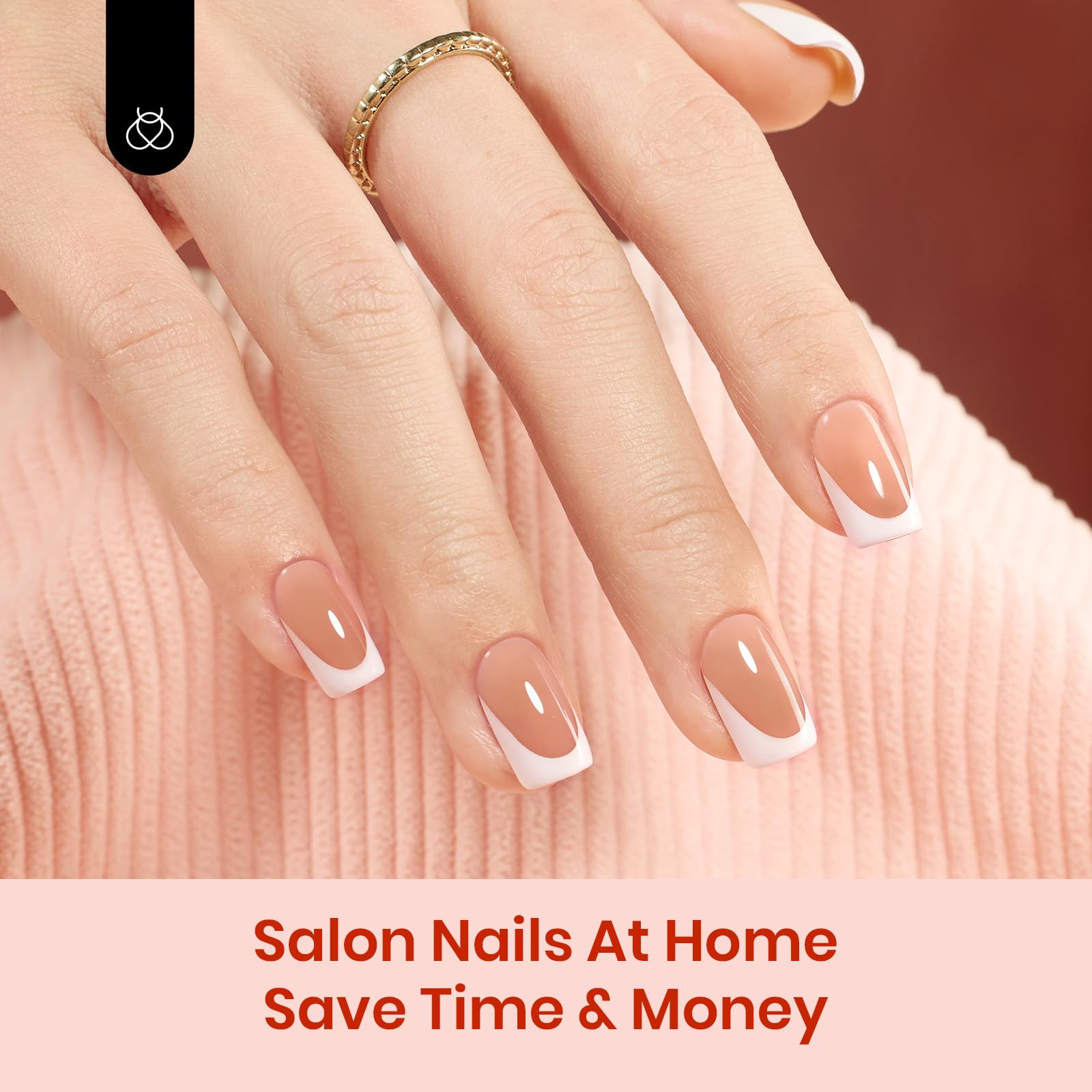 Beetles X Press Gel Nail Kit short square nails provide durable, reusable French tips.