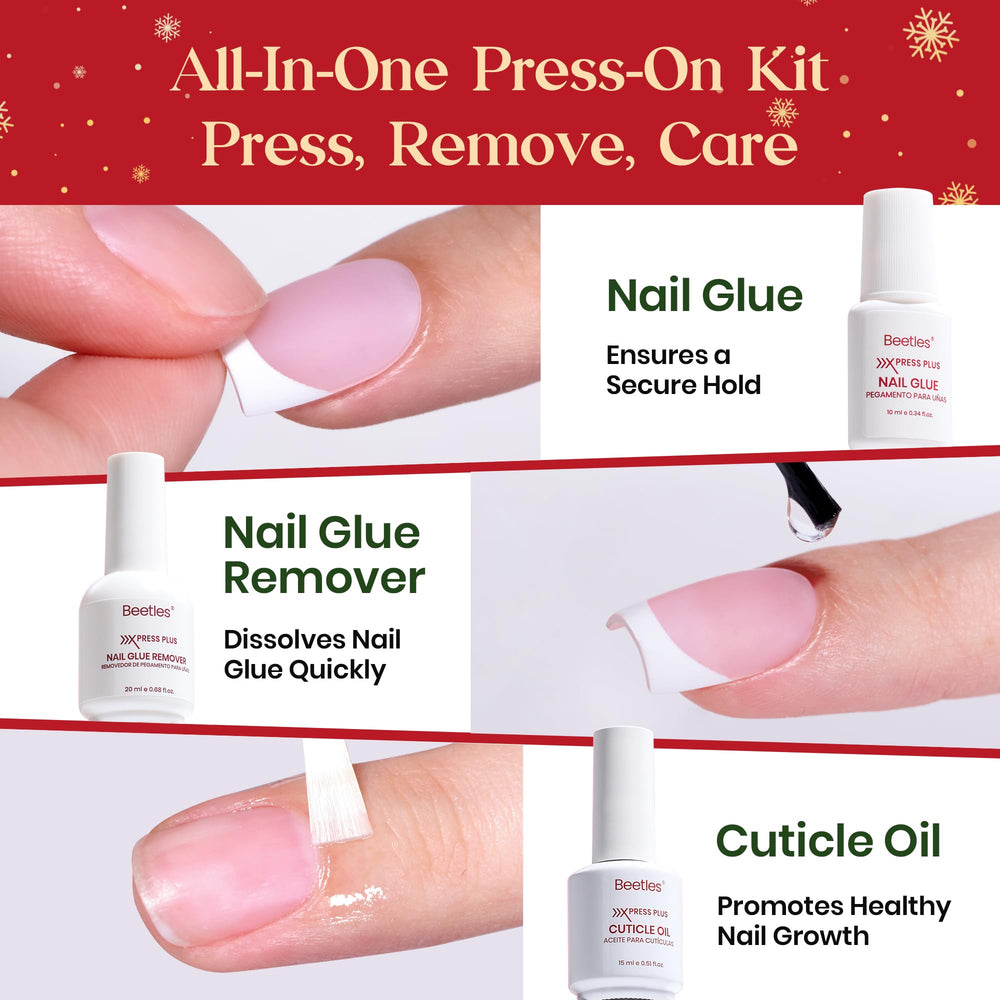 Beetles X Press Plus 160pcs nail kit close-up showing all-in-one convenience