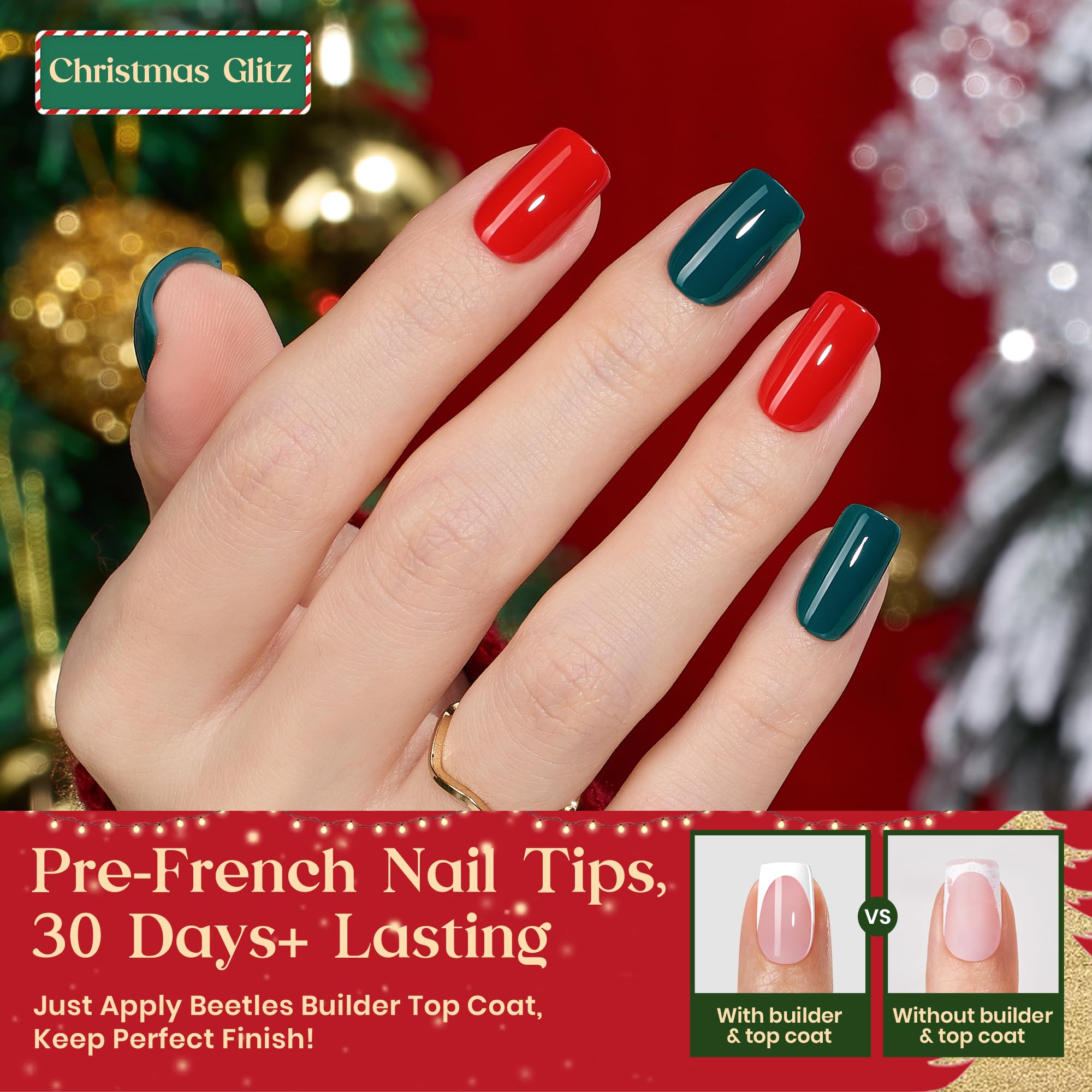 Beetles X Press Plus Christmas Glitz nails display seven festive styles for quick party-ready looks