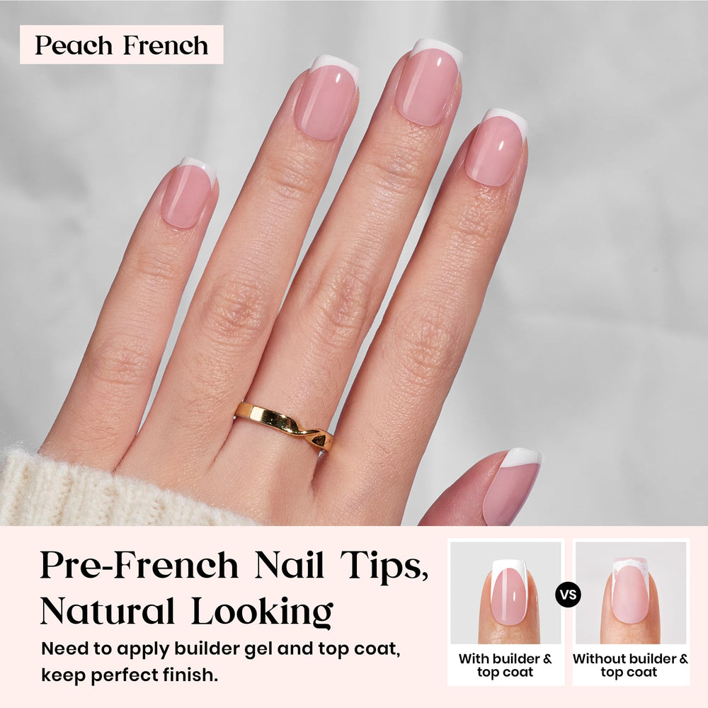Beetles X Press Plus pink extra-short square tips ready to wear