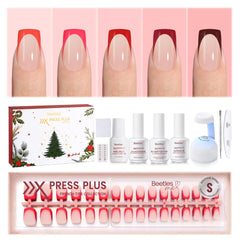 Beetles X Press Plus red French tips on hand for salon-like crimson manicure at home